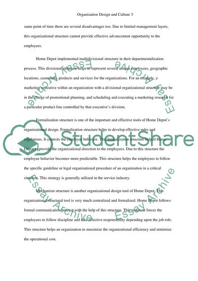 Home Depot: Organization Design and Culture