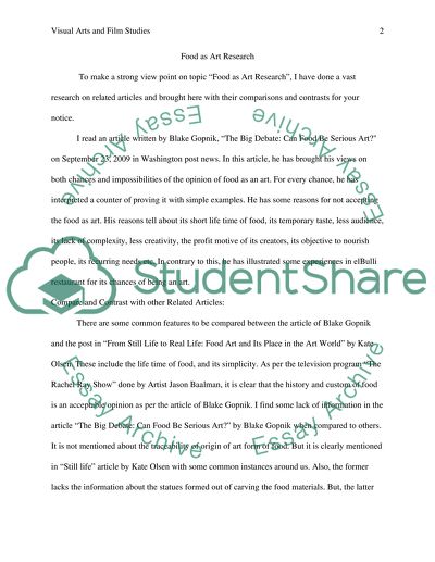 Food as Art Research