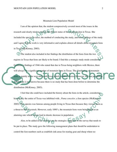 Mountain Lion Population Model