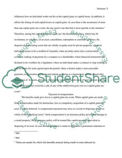 Capital Gains Tax Events and Payment of Compensation