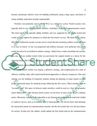 Effectiveness of Trench Warfare