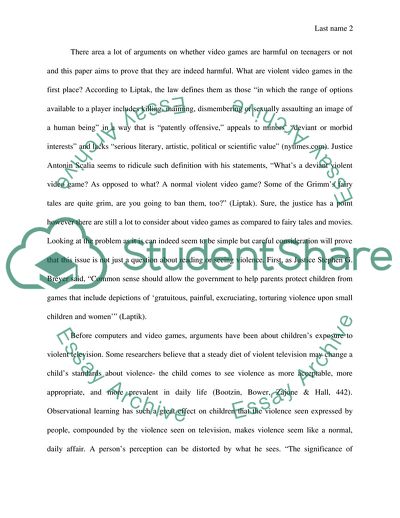 Violent Video Games are Harmful on Teenagers