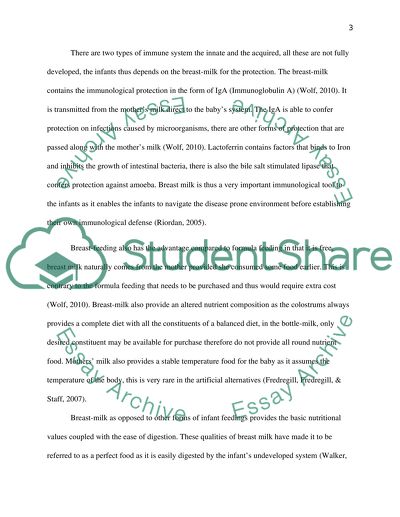 Advantages of Breast-Feeding to Formula Feeding in Infants