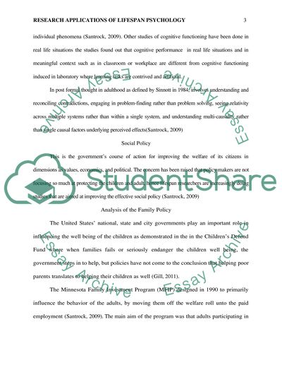 Research Applications of Lifespan Psychology