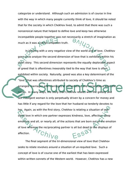 An Interpretation of Multi-Dimensional Views of the Topic of Love Using Chekhovs Short Story