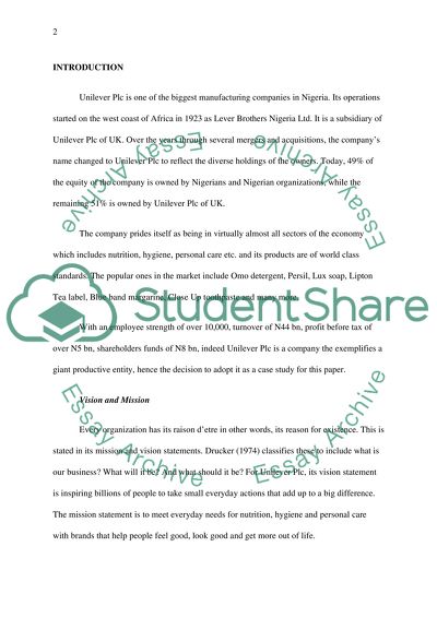 Unilever Plc Strategic Management