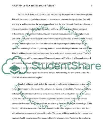 Assignment: Application: Adoption of New Technology Systems