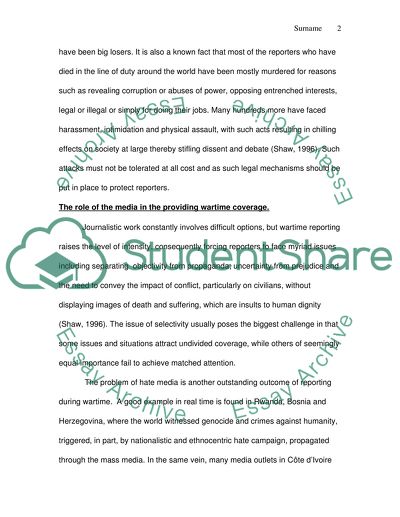 Media in the Providing Wartime Coverage