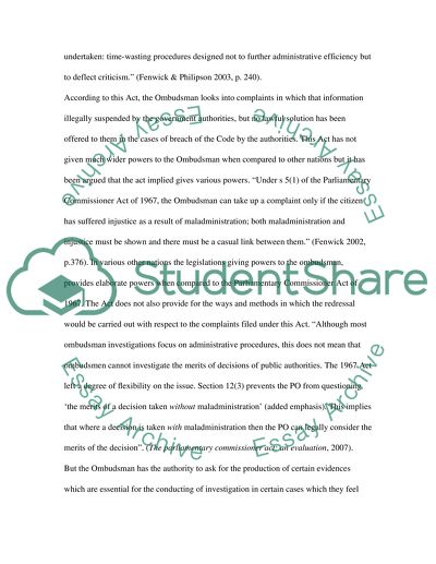 Administrative Justice: Proposal for the Parliamentary Commissioner Act 2010