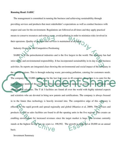 SABIC Company Analysis