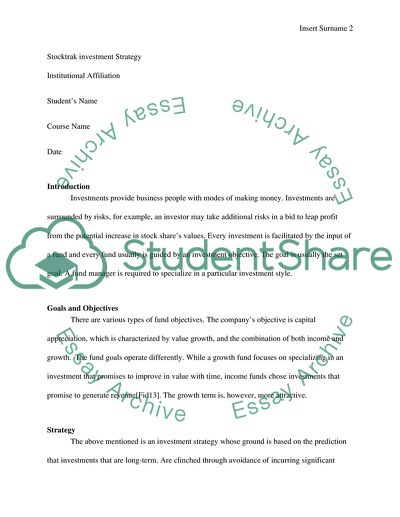 StockTrak Investment Strategy