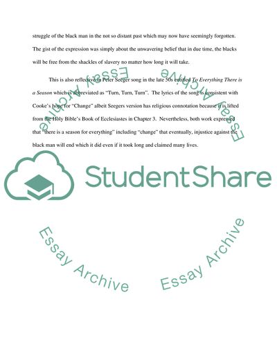 Analysis of Sam Cookes A Change is Gonna Come and Pete Seegars Turn, Turn, Turn Videos