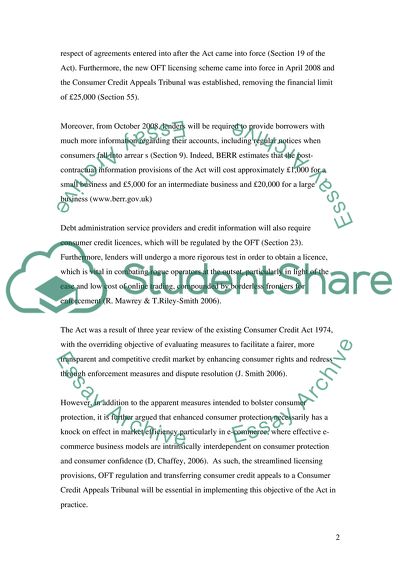 notice of assignment consumer credit act