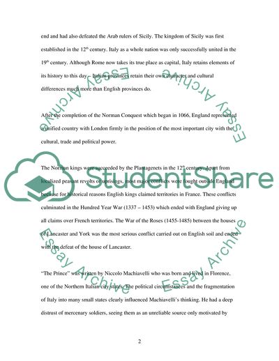 Italy and England During the Renaissance and Machiavellis Prince and Thomas Mores Utopia