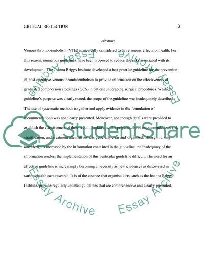 A Critical Reflection of the Joanna Briggs Institute Guideline for Venous Thromboembolism Prevention