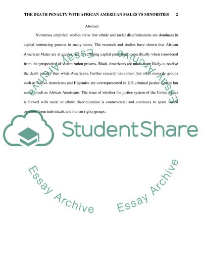 The Death Penalty with African American Males Vs Minorities