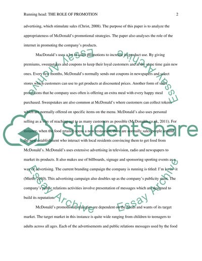 The Role of Promotion in Marketing McDonalds Company