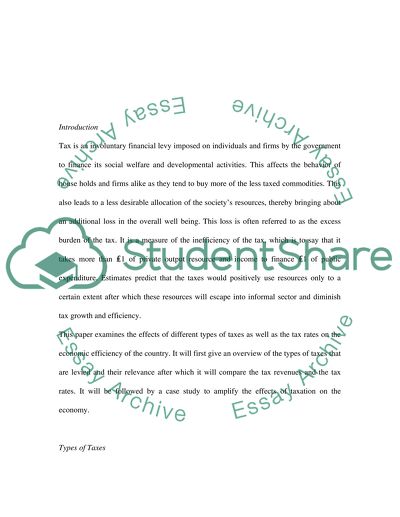 Effect of Taxation on the Economy