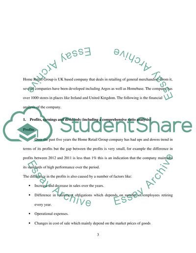 Financial Analysis of Home Retail Group