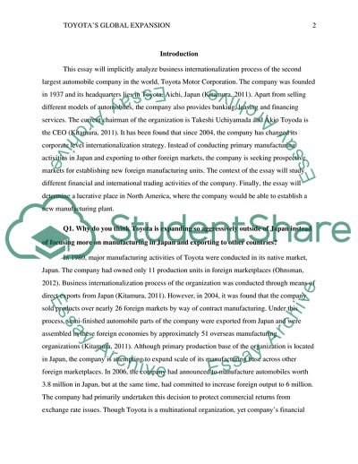 Business Internationalization Process of Toyota