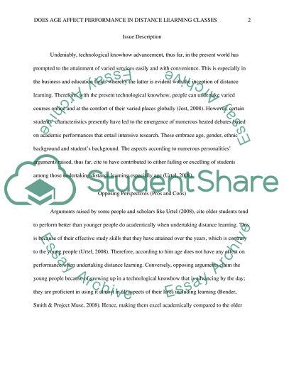 Does age effect performance in Distance Learning Classes