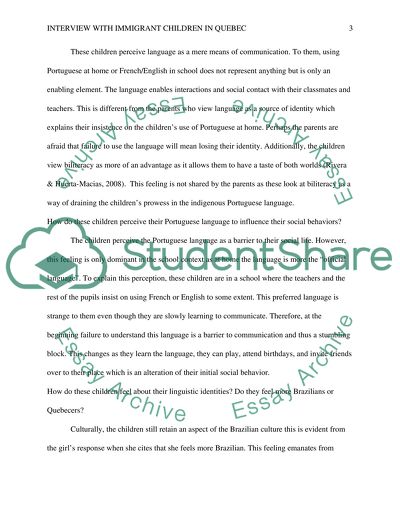 Analysis of an Interview with Immigrant Children in Quebec