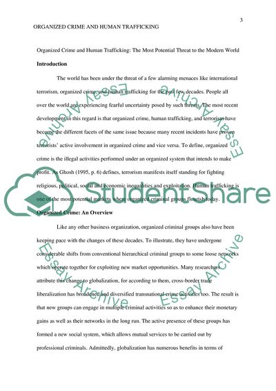 Organized Crime and Human Trafficking: The Most Potential Threat to the Modern World