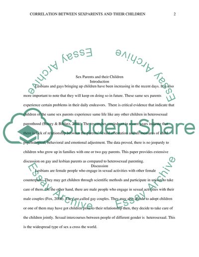 Correlation between Sex Parents and Their Children