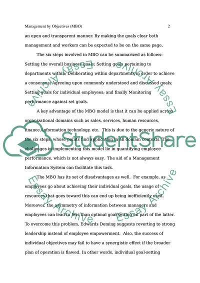 Six Steps of Management by Objectives