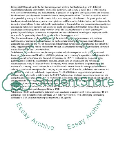 Relationship Building with Stakeholders as the Most Important Part of Corporate Social Responsibility