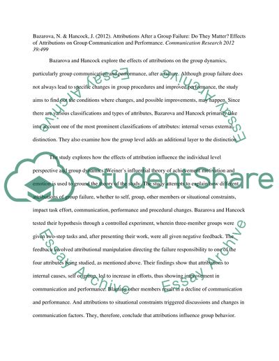 Effects of Attributions on Group Communication and Performance