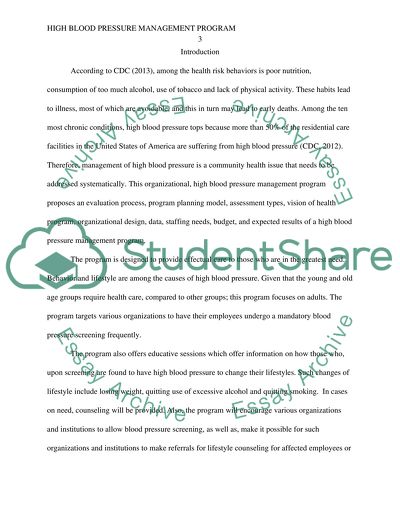 High Blood Pressure Management Program