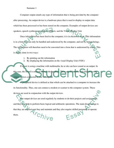 Inputs and Outputs Devices Essay Example | Topics and Well Written ...