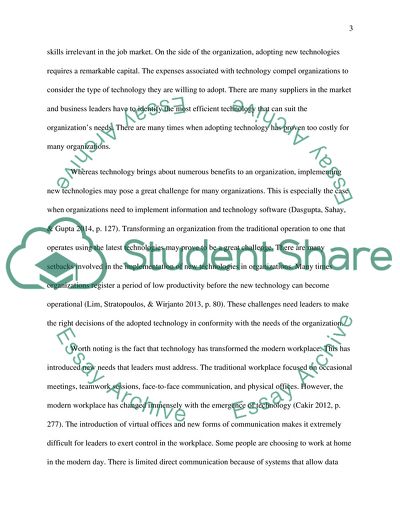 Technological Changes and Leadership Styles