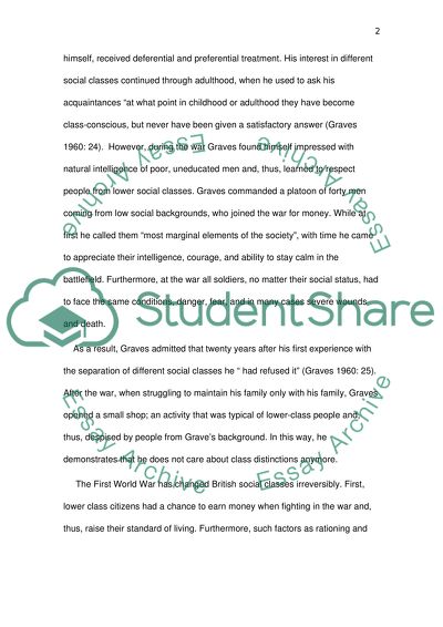 World War One. Gravess Good Bye to All That