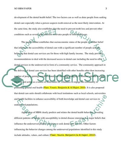 Health Belief Model and Dentistry Article Summary