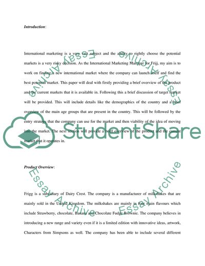 Internation Marketing for Frijj