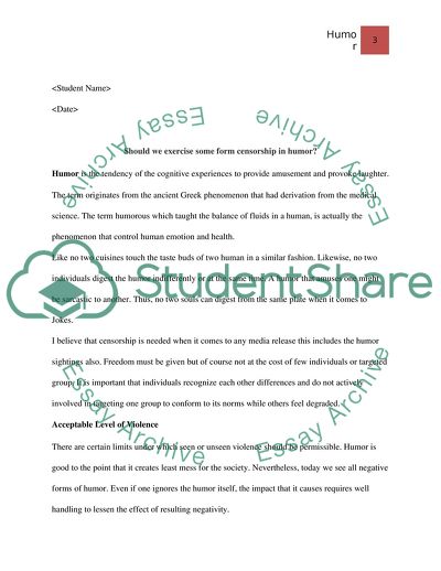 Should We Exercise Some form Censorship in Humor