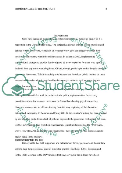 Homosexuals in the Military