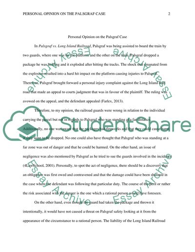 Personal Opinion on the Palsgraf Case