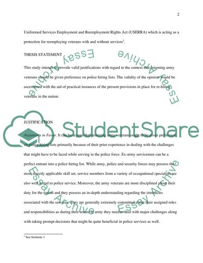 Should returning veterans be given preference on police hiring lists