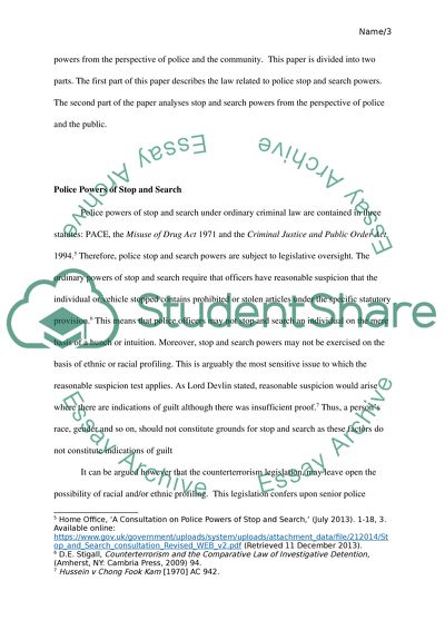 Police Stop and Search Powers