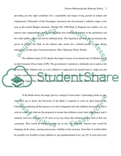 Factors Influencing the Monetary Policy