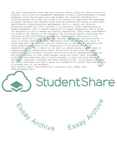 Identifying Development Needs in Budget Management