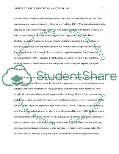 Berkeleys Arguments for Immaterialism
