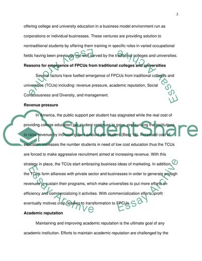 Compare and Contrat Paper on For-Profit and Traditional Colleges