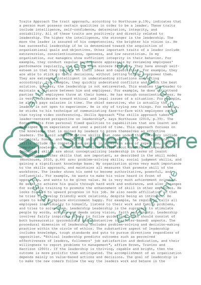 Leadership, traits and skills Leadership