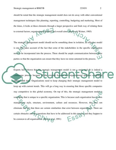 Strategic Management at British Sky Broadcasting Group Plc