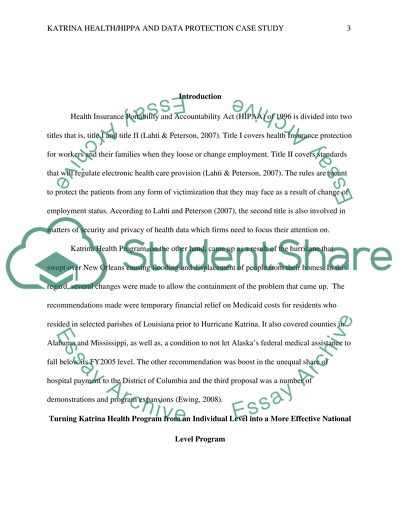 KatrinaHealth/HIPPA and Data Protection/ Case Study