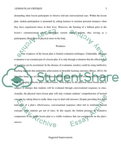 Lesson Plan: Mental and Emotional Health Physical Stress